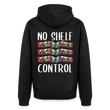 Bookworm No Shelf Control Funny Book Lover Reading - Unisex Premium Bio Zip Hoodie - Schwarz - Hinten - Nico (187cm)