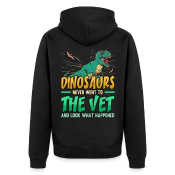 Funny Dinosaurs Never Went To The Vet Veterinarian - Unisex Premium Bio Zip Hoodie - Schwarz - Hinten - Nico (187cm)