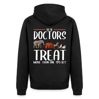 Les vrais médecins vétérinaires traitent plus d’un - Veste à capuche bio Premium Unisexe - noir - Dos - Nico (187cm)
