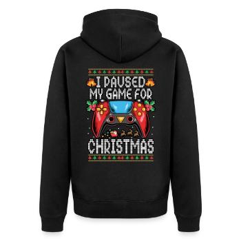Videogame I Paused My Game For Christmas Gamer - Unisex Premium Bio Zip Hoodie - Schwarz - Hinten - Nico (187cm)