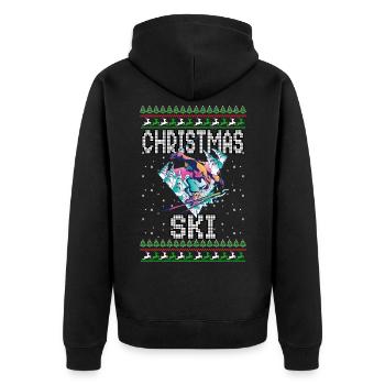 Funny Christmas Ski Lover Xmas Ugly Sweater Skiing - Unisex Premium Bio Zip Hoodie - Schwarz - Hinten - Nico (187cm)