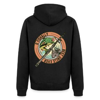 Vintage O'fishally Best Uncle Ever Funny Fishing - Unisex Premium Bio Zip Hoodie - Schwarz - Hinten - Nico (187cm)