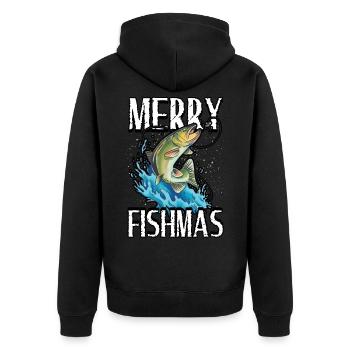 Drôle Merry Fishmas Pêche Pêcheur Pêcheur - Veste à capuche bio Premium Unisexe - noir - Dos - Nico (187cm)