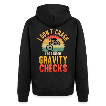 Funny I Don't Crash I Do Random Gravity Checks BMX - Unisex Premium Bio Zip Hoodie - Schwarz - Hinten - Nico (187cm)