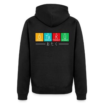 Anime Otaku Periodic Table Elements Loves Manga - Unisex Premium Bio Zip Hoodie - Schwarz - Hinten - Nico (187cm)