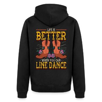 Dancer Life Is Better When You Can Line Dance - Unisex Premium Bio Zip Hoodie - Schwarz - Hinten - Nico (187cm)