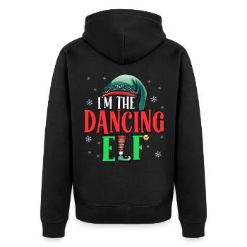 Funny Dancer I'm The Dancing Elf Christmas Holiday - Unisex Premium Bio Zip Hoodie - Schwarz - Hinten - Nico (187cm)