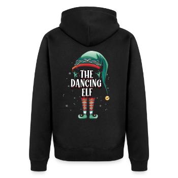 Funny The Dancing Elf Christmas Holiday Costume - Unisex Premium Bio Zip Hoodie - Schwarz - Hinten - Nico (187cm)