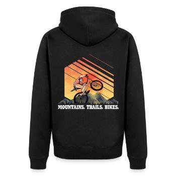 Montagne Sentiers Vélos Vélo VTT - Veste à capuche bio Premium Unisexe - noir - Dos - Nico (187cm)