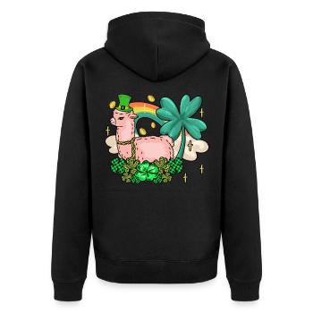 Irish Llama Alapca St. Patrick’s Shamrock - Veste à capuche bio Premium Unisexe - noir - Dos - Nico (187cm)