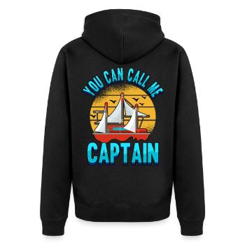 You Can Call Me Captain Boat Boating Pontoon - Unisex Premium Organic Zip Hoodie - black - Back - Nico (187cm)