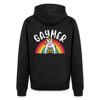 Gaymer LGBT Gamer Mois de la fierté bisexuel - Veste à capuche bio Premium Unisexe - noir - Dos - Nico (187cm)
