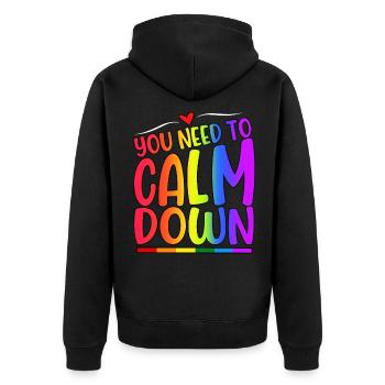 You Need To Calm Down LGBT Pride Month - Unisex Premium Organic Zip Hoodie - black - Back - Nico (187cm)