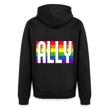 Ally LGBT Pride Month Gay Bi Trans - Unisex Premium Bio Zip Hoodie - Schwarz - Hinten - Nico (187cm)