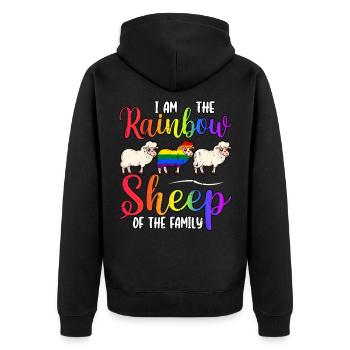 I Am The Rainbow Sheep Of The Family LGBT Gay Bi - Unisex Premium Bio Zip Hoodie - Schwarz - Hinten - Nico (187cm)