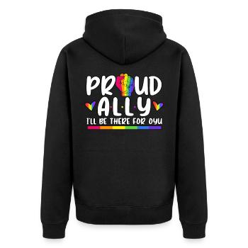 Proud Ally I'll Be There For You LGBT Pride Month - Unisex Premium Organic Zip Hoodie - black - Back - Nico (187cm)