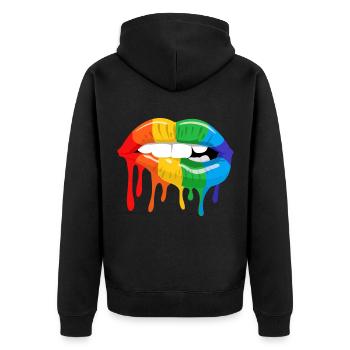 Rainbow Lip Mois de la fierté LGBT Gay Bi Trans - Veste à capuche bio Premium Unisexe - noir - Dos - Nico (187cm)