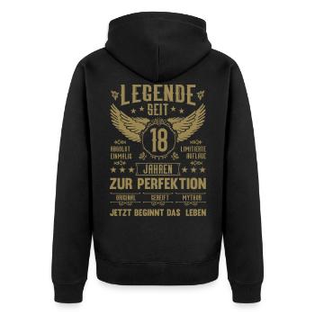 Legende seit 18 Jahren 18. Geburtstag - Unisex Premium Bio Zip Hoodie - Schwarz - Hinten - Nico (187cm)