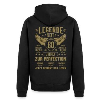 Legende seit 60 Jahren 60. Geburtstag - Unisex Premium Bio Zip Hoodie - Schwarz - Hinten - Nico (187cm)