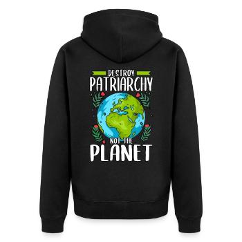 Détruisez le patriarcat, pas le jour de la planète Terre - Veste à capuche bio Premium Unisexe - noir - Dos - Nico (187cm)