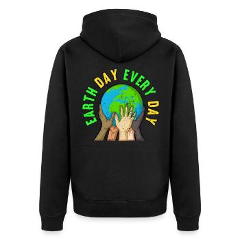 Earth Day Everyday 2022 Protect Nature - Unisex Premium Bio Zip Hoodie - Schwarz - Hinten - Nico (187cm)