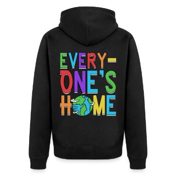 Everyone's Home Earth Day Conservation Anniversary - Unisex Premium Bio Zip Hoodie - Schwarz - Hinten - Nico (187cm)