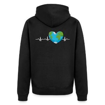 Earth Heartbeat Earth Day Anniversary Save Planet - Unisex Premium Organic Zip Hoodie - black - Back - Nico (187cm)
