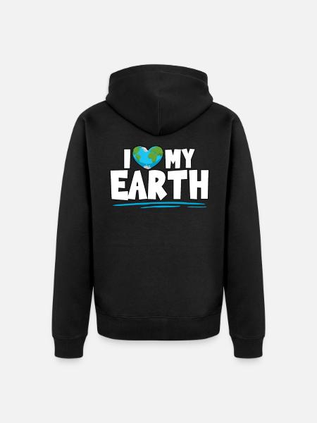 Amo la mia Terra Giornata della Terra Proteggi la natura - Felpa con cappuccio ecologica premium unisex - nero