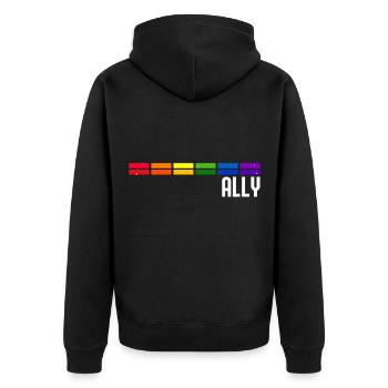 Ally LGBT Pride Month Gay Bi Trans - Unisex Premium Bio Zip Hoodie - Schwarz - Hinten - Nico (187cm)