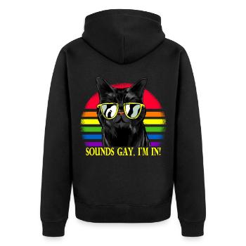 Sounds Gay I'm In LGBT Cat Pride Month - Unisex Premium Bio Zip Hoodie - Schwarz - Hinten - Nico (187cm)