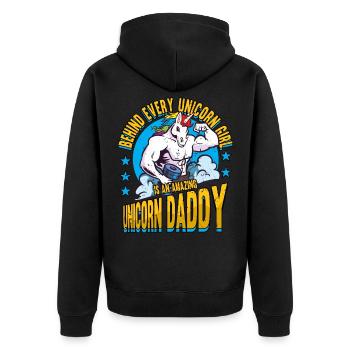 Incroyable Licorne Papa Drôle Fête des Pères - Veste à capuche bio Premium Unisexe - noir - Dos - Nico (187cm)