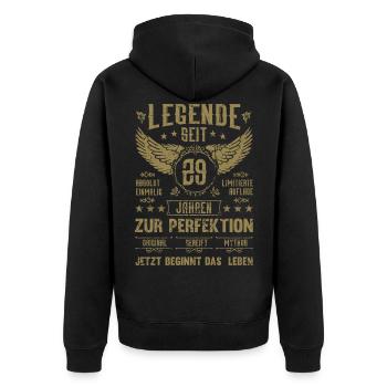 Legende seit 29 Jahren 29. Geburtstag - Unisex Premium Bio Zip Hoodie - Schwarz - Hinten - Nico (187cm)