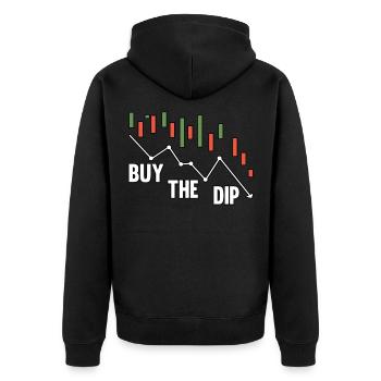 Buy The Dip Candle Stick Cypto Stock Trader - Unisex Premium Bio Zip Hoodie - Schwarz - Hinten - Nico (187cm)