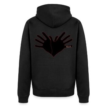 Duart Symbol Shqipe Zemra -Zi me Linja te Kuqe - Unisex Premium Bio Zip Hoodie - Schwarz - Hinten - Nico (187cm)