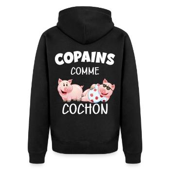 Copains comme cochon citaiton mon meilleur pote - Veste à capuche bio Premium Unisexe - noir - Dos - Nico (187cm)