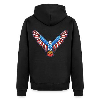 Amerikanischer Weißkopfseeadler Amerikanischer 4. - Unisex Premium Bio Zip Hoodie - Schwarz - Hinten - Nico (187cm)