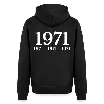 1971 - Unisex Premium Bio Zip Hoodie - Schwarz - Hinten - Nico (187cm)
