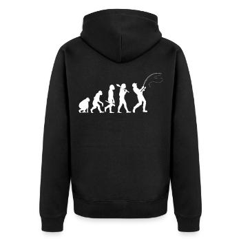 Angler Evolution - Unisex Premium Bio Zip Hoodie - Schwarz - Hinten - Nico (187cm)