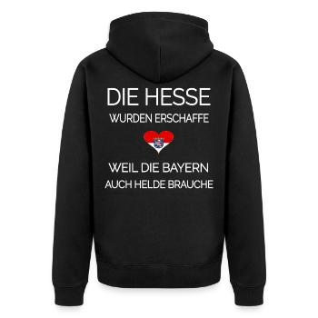 Hessen - Unisex Premium Bio Zip Hoodie - Schwarz - Hinten - Nico (187cm)