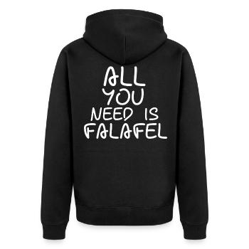 Falafel Shirt - Unisex Premium Bio Zip Hoodie - Schwarz - Hinten - Nico (187cm)