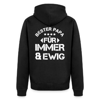 Bester Papa - Unisex Premium Bio Zip Hoodie - Schwarz - Hinten - Nico (187cm)