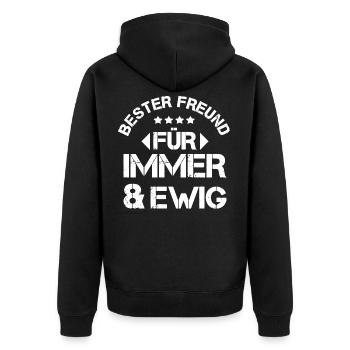 bester freund - Unisex Premium Bio Zip Hoodie - Schwarz - Hinten - Nico (187cm)