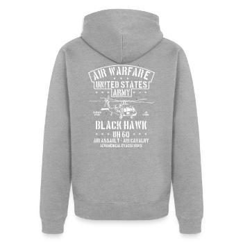 US Army Helicopter black hawk USA - Unisex Premium Organic Zip Hoodie - heather grey - Back - Nico (187cm)
