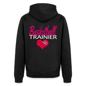 Basketball Coach with Heart Bball Baller Coach - Unisex Premium Organic Zip Hoodie - black - Back - Nico (187cm)