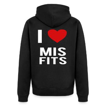 misfits mis fits misfits Mis Fits Misfits - Unisex Premium Bio Zip Hoodie - Schwarz - Hinten - Nico (187cm)