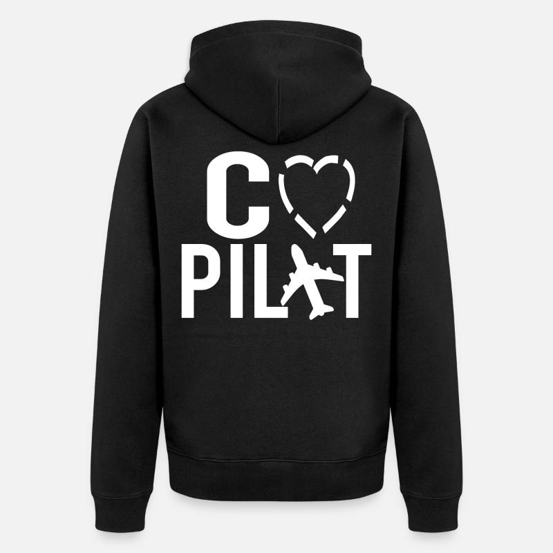 Co Pilot Piloten Pilot Flugzeug Flugzeuge Beruf - Unisex Premium Bio Zip Hoodie - Schwarz