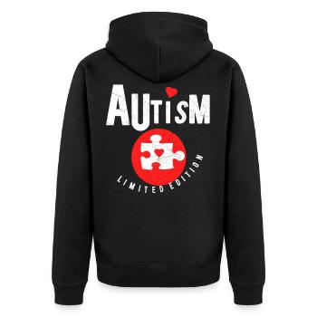 Autism limited edition Autist Autist - Unisex Premium Organic Zip Hoodie - black - Back - Nico (187cm)