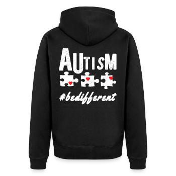 Autist Autism Asperger Syndrom Autismus Autistin - Unisex Premium Bio Zip Hoodie - Schwarz - Hinten - Nico (187cm)