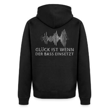 Glück Ist Wenn Der Bass Einsetzt Techno Festival - Unisex Premium Bio Zip Hoodie - Schwarz - Hinten - Nico (187cm)