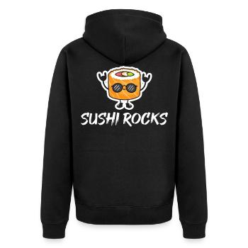 Sushi - Unisex Premium Bio Zip Hoodie - Schwarz - Hinten - Nico (187cm)